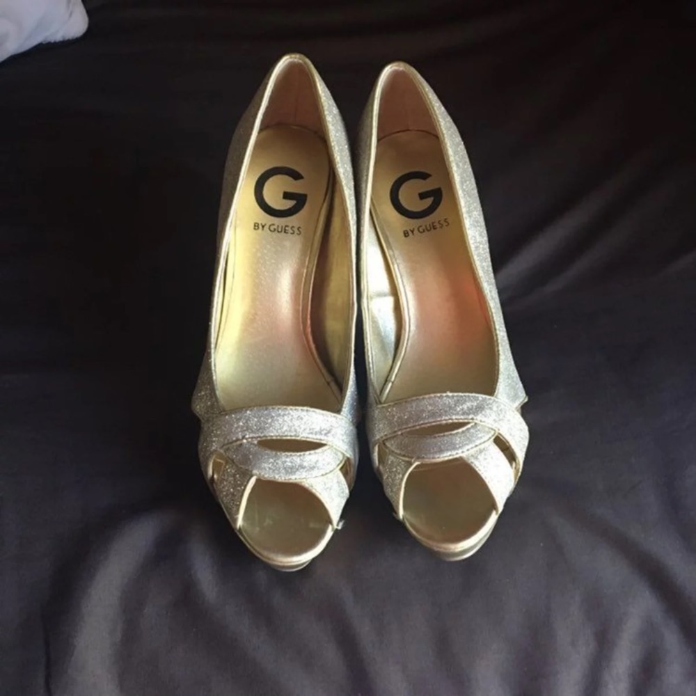 Gold guess heels